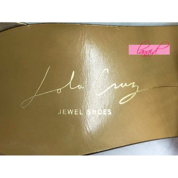 Lola Cruz Luanda Sandals Leather Copper Crystals Iridescent Holographic Sparkly - Picture 7 of 9